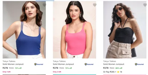 Image of Tokyo Talkies Solid Women Jumpsuit Starting @ ₹279