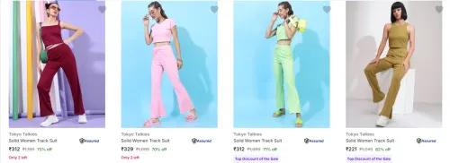 Image of Tokyo Talkies Solid Women Track Suit Starting @ ₹329