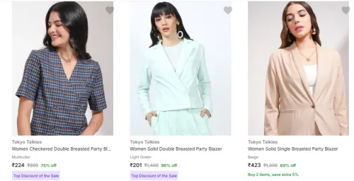 Image of Tokyo Talkies Women Blazer Minimum 70% Discount