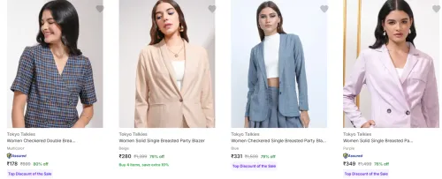 Image of Tokyo Talkies Women Blazers Starting @ ₹220