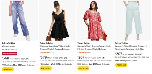 Image of Tokyo Talkies Women Clothes Starting @ ₹197
