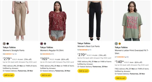 Image of Tokyo Talkies Women Clothing Starting @ ₹140