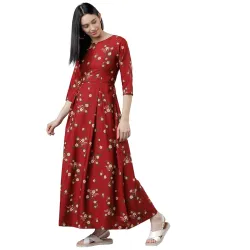 Tokyo Talkies Womens Three-Quarter Sleeves Boat Neck Printed Dresses 