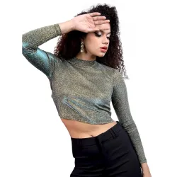 Tokyo Talkies Womens Long Sleeves High Neck Solid Tops Stylish