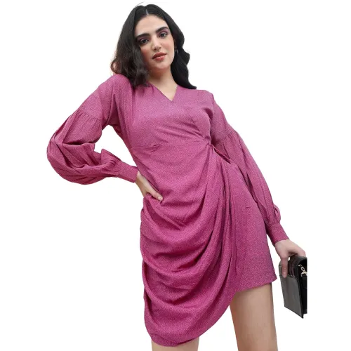 Image of Tokyo Talkies Women's Long Sleeves V-Neck Printed Dresses