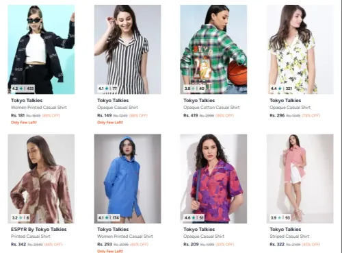 Image of Tokyo Talkies Women's shirts up to 89% Discount 
