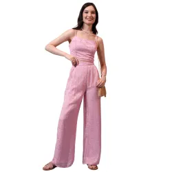 Tokyo Talkies Womens Sleeveless Shoulder Straps Self Design Co-Ords