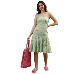 Tokyo Talkies Women's Sleeveless Shoulder Strap Printed Dresses | Stylish| Casual