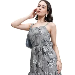 Tokyo Talkies Womens Sleeveless Stright Neck Printed Dresses 