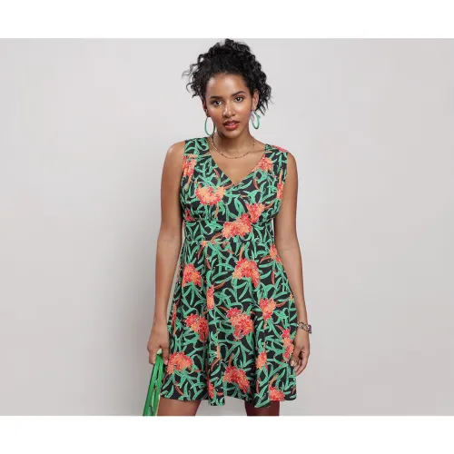 Image of Tokyo Talkies Women’s Sleeveless V-Neck Printed Dress