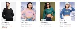 Tokyo Talkies Womens Sweatshirt Starting at ₹157