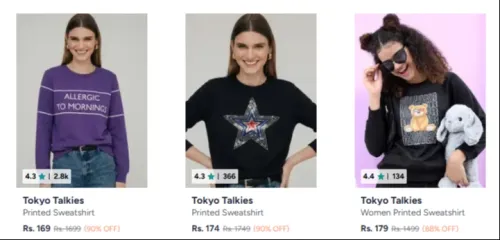 Image of Tokyo Talkies Women's Sweatshirt Upto 90% OFF