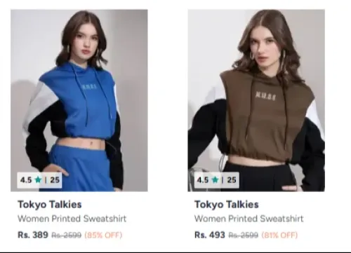 Image of Tokyo Talkies Women sweatshirts up to 85% Discount 