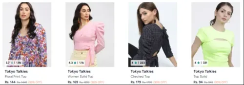 Image of Tokyo Talkies Women tops up to 90% Discount 