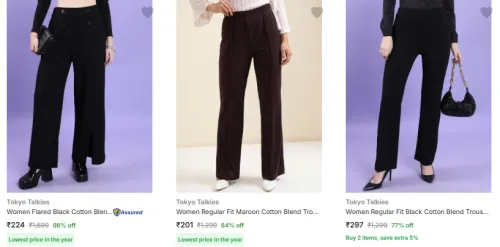 Image of Tokyo Talkies Women Trouser Starting @ ₹201