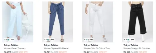 Image of Tokyo Talkies Women trousers up to 90% Discount 