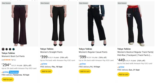 Image of Tokyo Talkies Women's Bootcut Pants upto 83% Discount