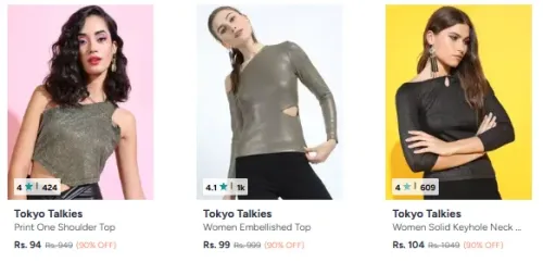 Image of Tokyo Talkies Women's Clothing starting at ₹94