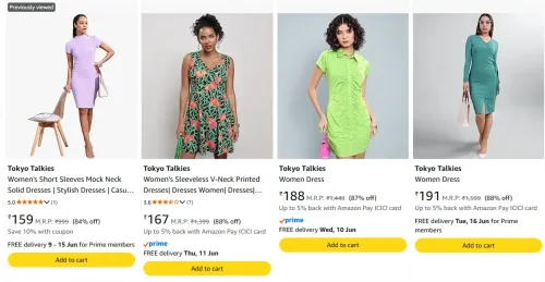 Image of Tokyo Talkies Women's Dresses at minimum 80% Discount