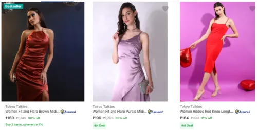 Image of Tokyo Talkies Womens Dresses Starting @ ₹164
