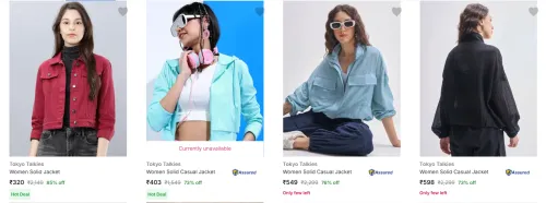 Image of Tokyo Talkies Women's Jackets upto 85% Discount