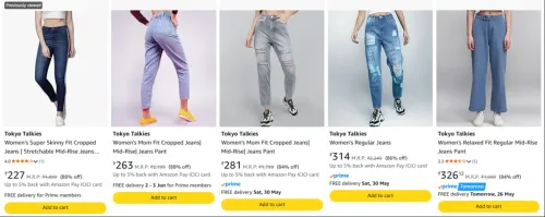 Image of Tokyo Talkies Women's Jeans at minimum 80% Discount