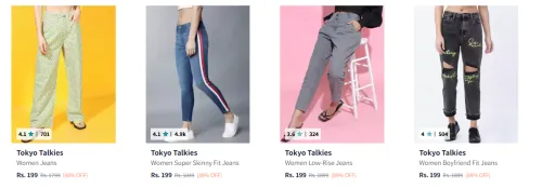 Image of Tokyo Talkies Women's Jeans at minimum 80% Discount