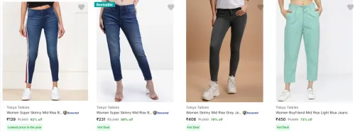 Image of Tokyo Talkies Women's Jeans upto 92% Discount