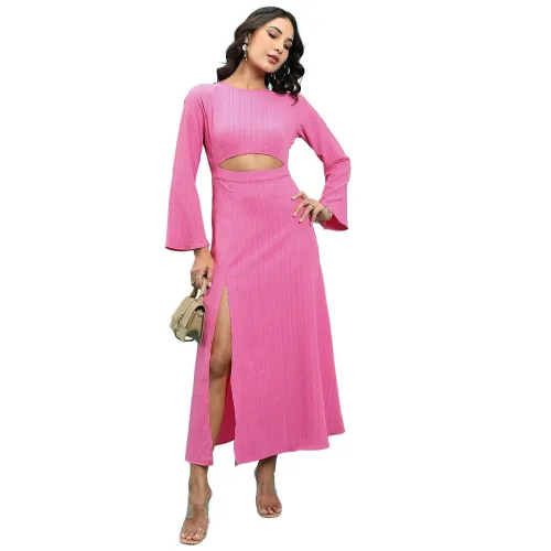 Image of Tokyo Talkies Women's Long Sleeves Round Neck Solid Dresses | Stylish Dresses | Casual Dresses
