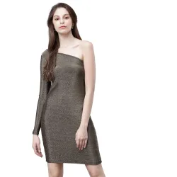 Tokyo Talkies Women's Long Sleeves Off-Shoulder Solid Dresses | Stylish Dresses | Party Dresses