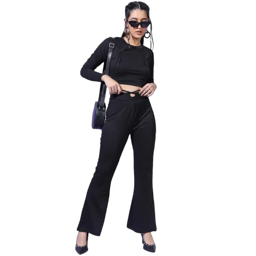 Image of Tokyo Talkies Women's Long Sleeves Round Neck Solid Co-Ords| Stylish Co-Ords | Casual Co-Ords