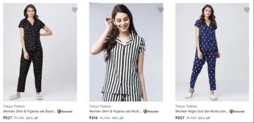 Image of Tokyo Talkies Womens Night Suits at Minimum 60% Discount 