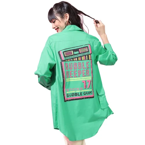 Image of Tokyo Talkies Women's Oversized Shirts | Printed | Long Sleeves | Spread Collar