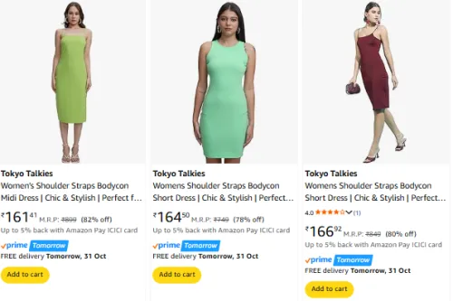 Image of Tokyo Talkies Women's Short Dress Starting @ ₹161