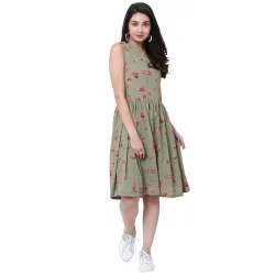 Tokyo Talkies Women's Sleeveless Round Neck Printed Dresses | Stylish Dresses | Casual Dresses