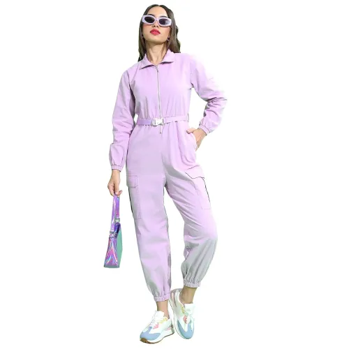 Image of Tokyo Talkies Women's Long Sleeves Shirt Collar Solid Jumpsuit |Stylish | Casual