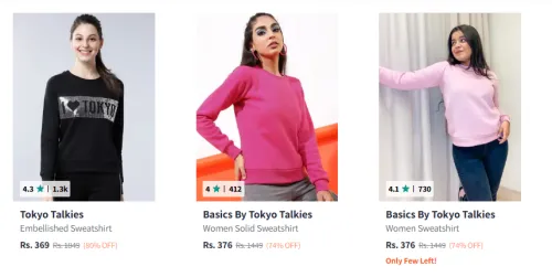 Image of Tokyo Talkies Women's Sweatshirts upto 80% Discount