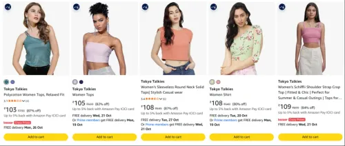 Image of Tokyo Talkies Women's Top Starting @ ₹103