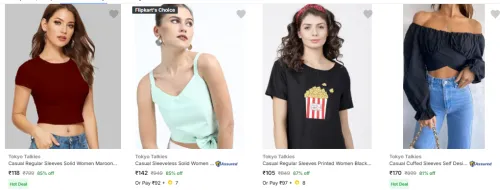 Image of Tokyo Talkies Women's Tops starting @ ₹105