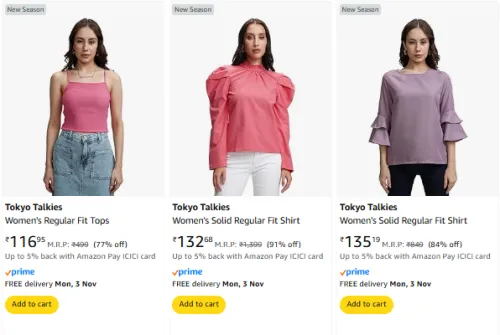 Image of Tokyo Talkies Women's Tops Starting @ ₹116