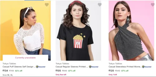 Image of Tokyo Talkies Womens Tops upto 87% off