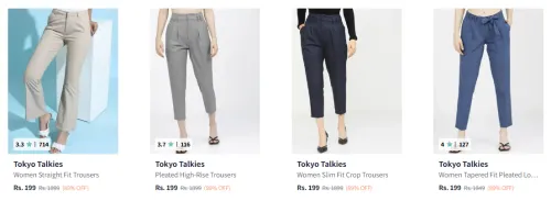 Image of Tokyo Talkies Women's Trousers upto 89% Discount
