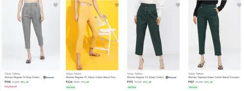 Image of Tokyo Talkies Women's Trousers upto 91% Discount