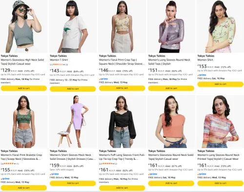 Image of Tokyo Talkies womens wear starting @ ₹129