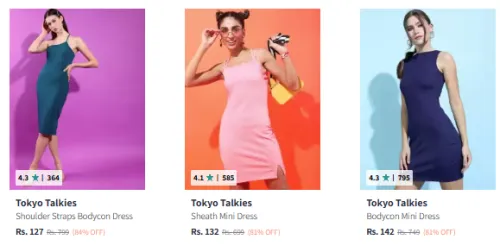 Image of Tokyo Talkies Women's Western Dresses Starting @ ₹127