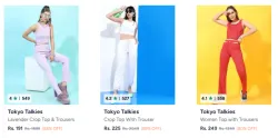 Tokyo Talkies Top With Trouser Co Ords Starting @ ₹191