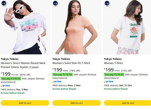 Image of Tokyo Talkies Women t- shirt at minimum 72% Discount