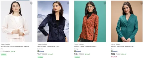 Image of Tokyo Talkies Women's Readymade Blazers upto 87% Discount