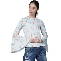 Tokyo Talkies Womens Long Sleeves Round Neck Printed Tops| Stylish | Casual Wear