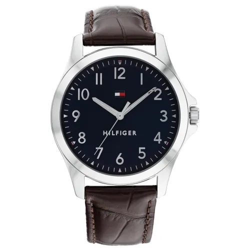 Image of Tommy Hilfiger Analog Blue Dial Leather Strap Watch for Men